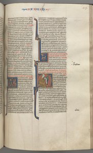 Fol. 317r, Baruch, historisk initial H, Baruch siddende ved et skrivebord og skriver på en rulle, ca. 1275-1300. af Unbekannt