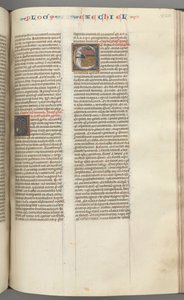 Fol. 320r, Ezechiel, historiker initial E, en sovende Ezechiel med sin vision af de fire dyr. af Unbekannt