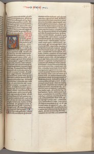 Fol. 350r, Hosea, historisk initial V, Hosea prædiker for tre mænd. , c. 1275-1300. af Unbekannt