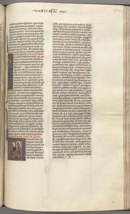 Fol. 353r, Joel, historisk initial V, Joel siddende med en rulle, gudebuste ovenover, ca. 1275-1300. af Unbekannt
