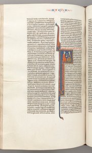 Fol. 382v, Maccabees II, historisk initial F, en gylden kalk overrakt til en jøde, ca. 1275-1300. af Unbekannt