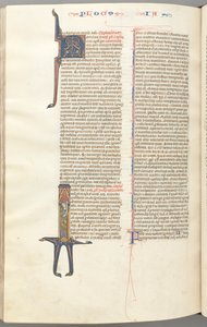 Fol. 476v, James, historisk initial I, James stående med en rulle, ca. 1275-1300. af Unbekannt