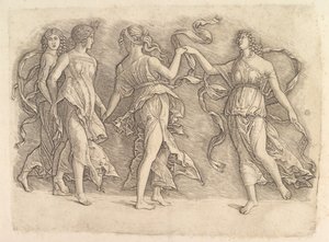 Fire dansende muser, ca. 1497. af Unbekannt