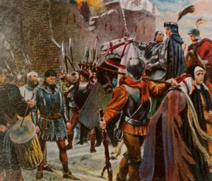 Frederick I, markgreve af Brandenburg, nedkæmper Quitzows, 1414, 1936. af Unbekannt