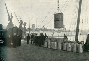 Fransk mælk bliver landet i Southampton, 1902. af Unbekannt