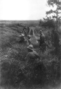 Fransk infanteriposition i en sunket bane, nord for Villers-Cotterets, Aisne, Frankrig, 1918 af Unbekannt