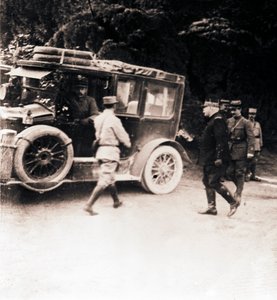 Franske officerer og køretøj, c1914-c1918. af Unbekannt
