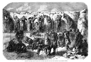 Fransk riffelgrav i parallellen før mamelon og det hvide tårn, Sevastopol, Krimkrigen, 1855 af Unbekannt