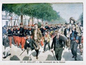 Franske soldater vendte tilbage fra anmeldelse den 14. juli 1901 af Unbekannt