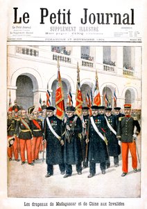 Franske krigsveteraner med flag fra Madagaskar- og Kina-kampagnerne, 1901 af Unbekannt