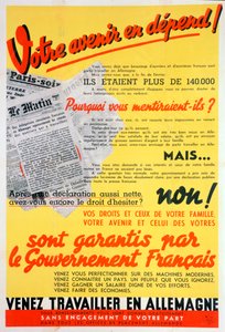 French workers for Germany poster, c1942-c1944dani