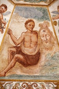 Fresko i den dominikanske kirke, Muro Leccese, Apulien: mand, der holder Johannes Døberens hoved, Muro Leccese, Italien af Unbekannt