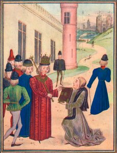 Froissart præsenterer sin bog med kærlighedsdigte til Richard II i 1395, 1905 af Unbekannt