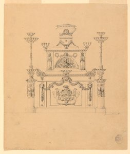 Møbler med arme og lysekrone af Unbekannt