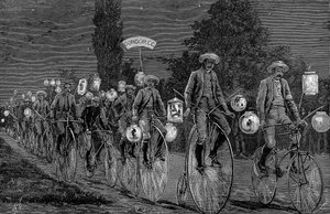 Indsamling af de britiske cykelklubber på Castle Inn, Woodford, Essex, 1. juni 1889 af Unbekannt