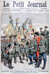 General Dragomirov kysser flaget, før tropper afgår til den russisk-japanske krig, 1904 af Unbekannt