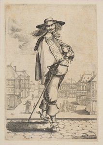 Gentleman with a Sword Before Some Buildings, 1629. af Unbekannt