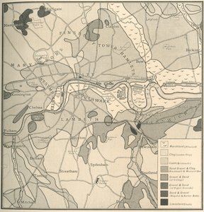 Geologisk kort over stedet i London, 1908 af Unbekannt