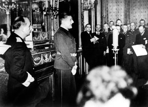Tysk ambassadør i Vichy Frankrig, Otto Abetz, holder en pressekonference, 15. december 1940 af Unbekannt