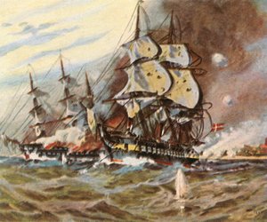 Tysk batteriangreb fra stranden ved Eckernförde, 5. april 1849, 1936. af Unbekannt