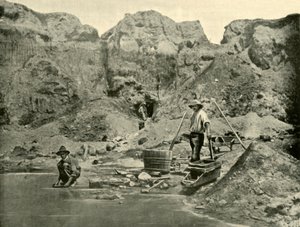 Guldgravere på arbejde nær Beechworth, Victoria, 1901. af Unbekannt