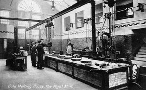Gold Melting House, Royal Mint, Tower Hill, London, begyndelsen af det 20. århundrede af Unbekannt
