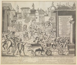 Den store pest i Milano, 1630, ca 1835 af Unbekannt