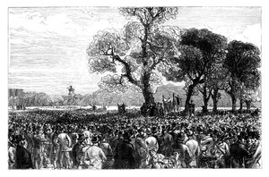Stor demonstration ved Reformers Tree i Hyde Park, London, midten af det 19. århundrede af Unbekannt