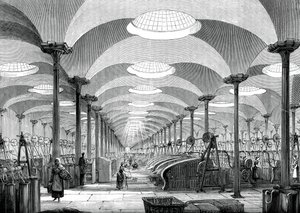 Stor sal i Mrs Marshalls hørmølle, Leeds, c1880 af Unbekannt