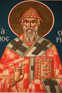 Græsk-ortodoks ikon, der forestiller Saint Spiridon Thessalonique, Grækenland af Unbekannt