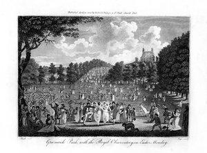 Greenwich Park, med Royal Observatory, påskedag, London, 1804 af Unbekannt