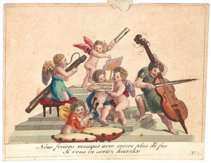 Lykønskningskort Et engleorkester, efter 1815. af Unbekannt