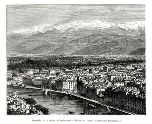 Grenoble fra Belledonne-området, Frankrig, 1886 af Unbekannt