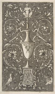 Grotesk med vase, fugle og akantusruller, ca. 1515-1600. af Unbekannt