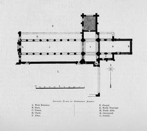 Grundplan for Jedburgh Abbey, 1897 af Unbekannt