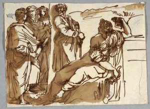 Gruppe med Petrarca og Sappho i Parnassus efter Raphael Sanzio af Unbekannt