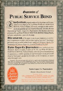 Garanti for public service-obligationer - Taylor-Logan Co. Papermakers-annonce, 1919 af Unbekannt