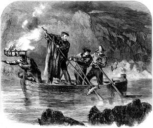 Giuseppe Garibaldi spydfisker om natten ud for Caprera, 1860-61 af Unbekannt