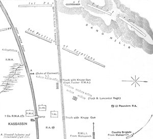 Håndskitse af handlingen ved Kassassin, 28. august 1882, 1882 af Unbekannt