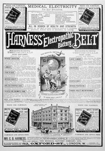 Seleelektropatisk batteribælte-annonce, 1893 af Unbekannt