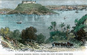 Havannah Harbour, der viser, hvor de halvtreds angribere blev skudt, Cuba, c1880 af Unbekannt