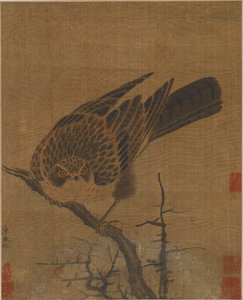 Høg på en bladløs gren, Muligvis Yuan-dynastiet, 1279-1368. af Unbekannt