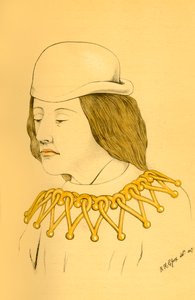 Hoved I. Fra et af vægmalerierne i kirken i Eton, 1911. af Unbekannt