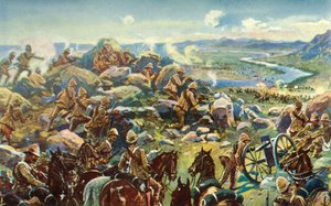 På vej af Cronje - General French blokerer vejen ved Koodoosrand Drift, 1901. af Unbekannt