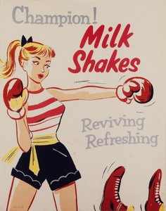 Sundhedsuddannelse ïChampion! Milkshakes, plakat, c 1955-1960 af Unbekannt