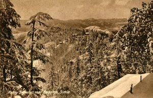 Kraftig snefald nær Kasumpti, Shimla, c1918-c1939. af Unbekannt