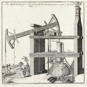 Henry Beightons gravering af Newcomen Engine ved Griff af Unbekannt