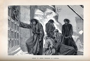 Henry IV gør bod i Canossa, 1882 af Unbekannt