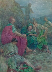 Her, i læ af stejle klipper, satte han sig til hvile, c1912 1912 af Unbekannt
