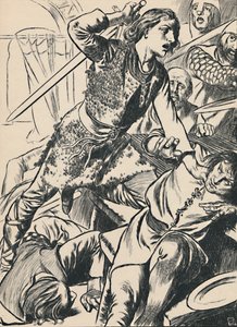 Hereward og hans mænd angriber normannerne, c1907 af Unbekannt